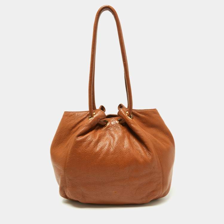 Pre Owned MICHAEL Michael Kors Tan Leather Tassel Hobo