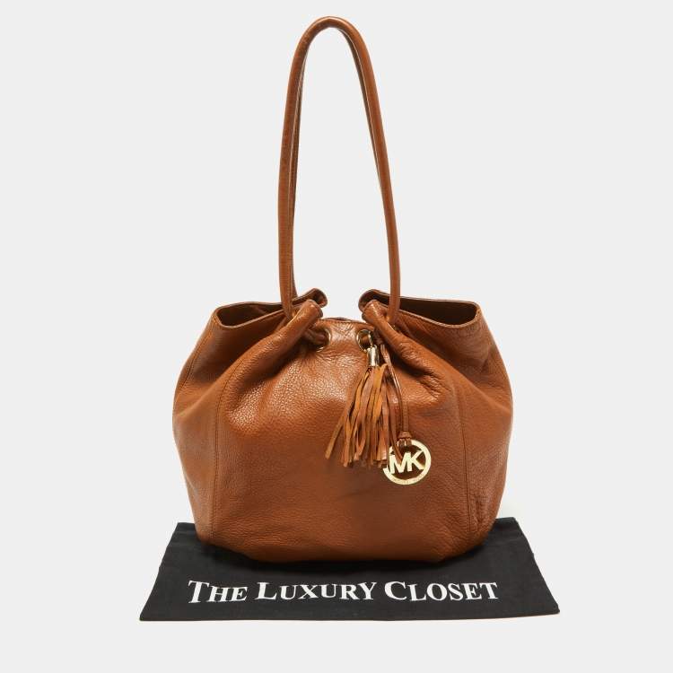 Pre Owned MICHAEL Michael Kors Tan Leather Tassel Hobo