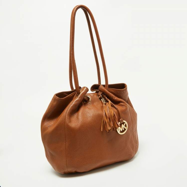 Pre Owned MICHAEL Michael Kors Tan Leather Tassel Hobo