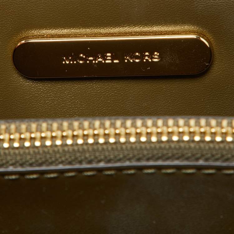 Pre Owned Michael Kors Olive Green Leather Mercer Tote