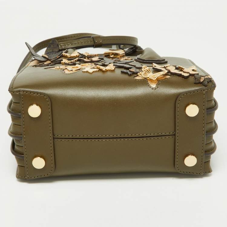 Pre Owned Michael Kors Olive Green Leather Mercer Tote