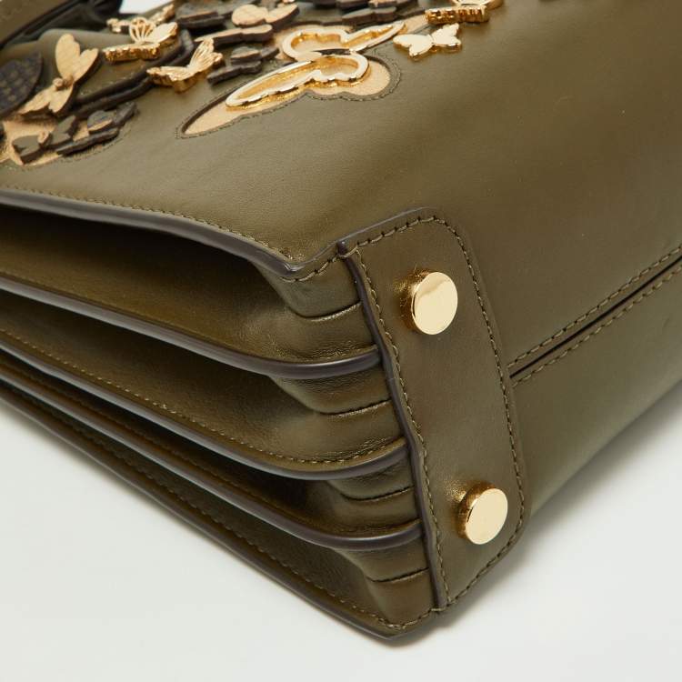 Pre Owned Michael Kors Olive Green Leather Mercer Tote