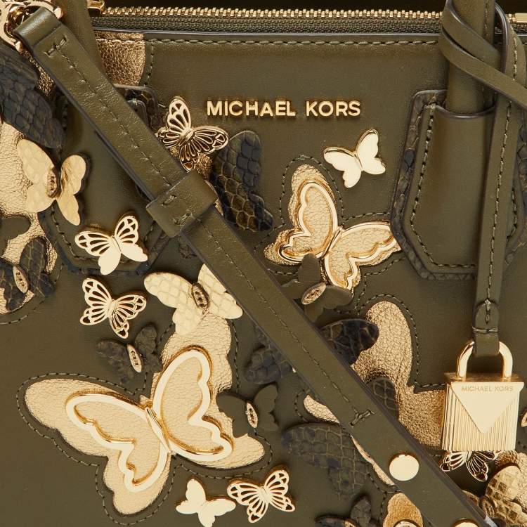 Pre Owned Michael Kors Olive Green Leather Mercer Tote
