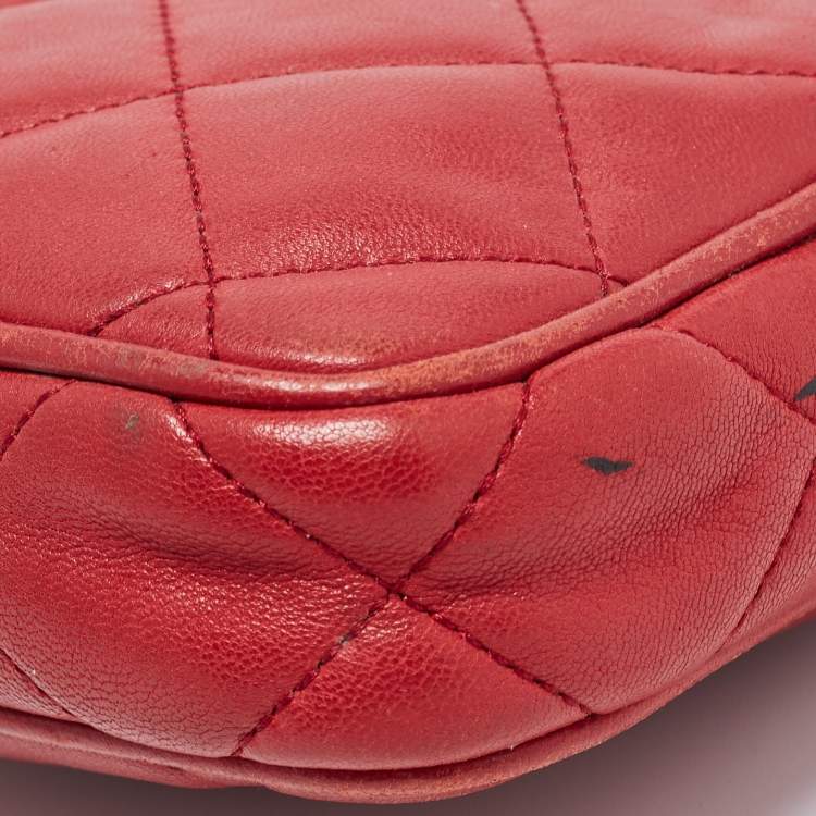 Pre Owned Michael Kors Red Quilted Leather Camera Shoulder Bag