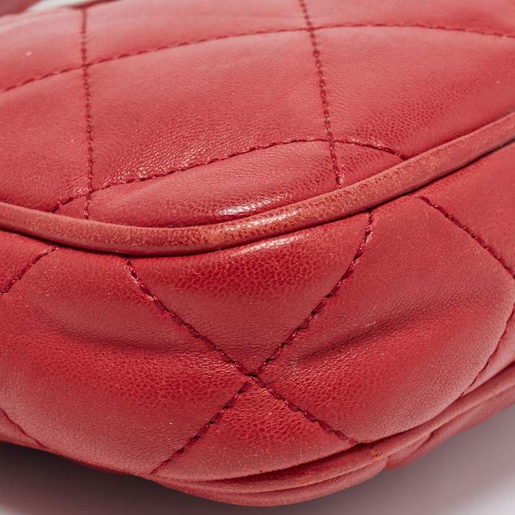 Pre Owned Michael Kors Red Quilted Leather Camera Shoulder Bag