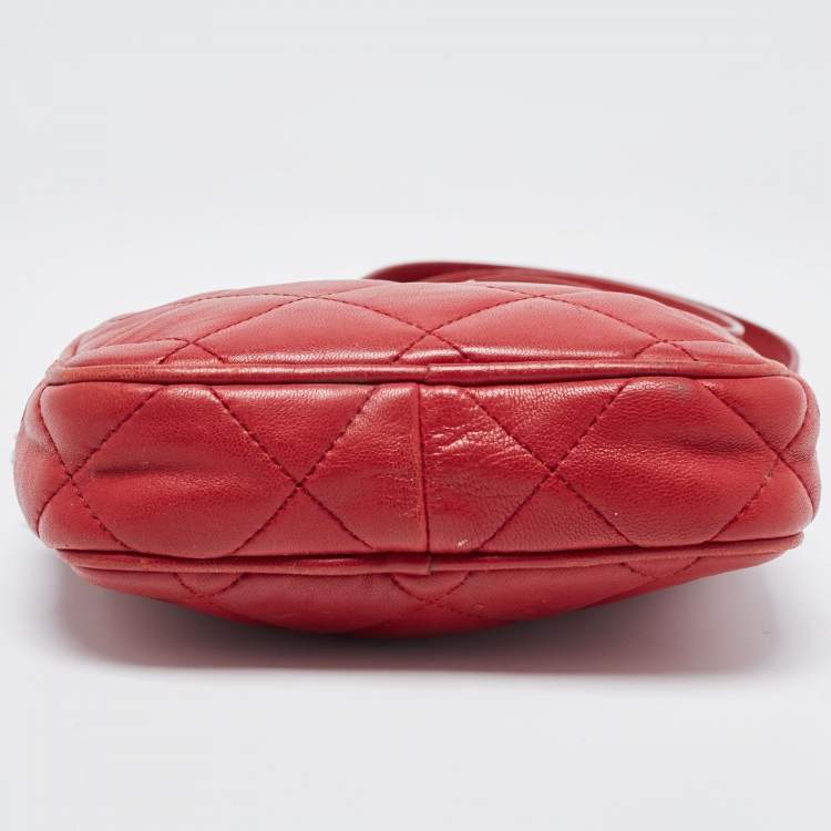 Pre Owned Michael Kors Red Quilted Leather Camera Shoulder Bag