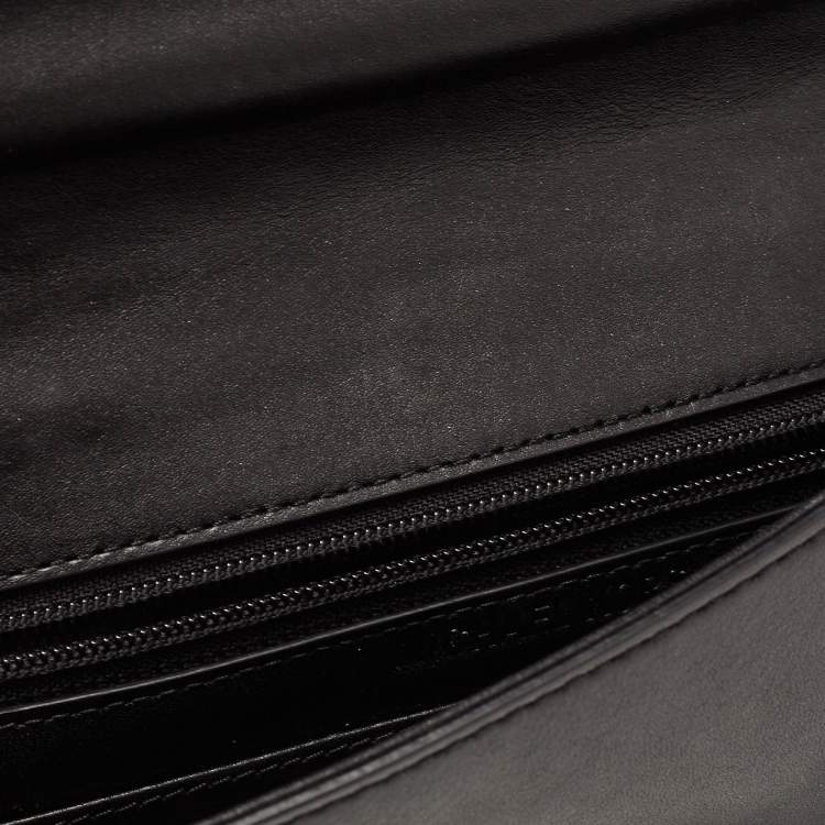 Pre Owned Michael Kors Black Leather Natalia Tile Studded Flap Clutch