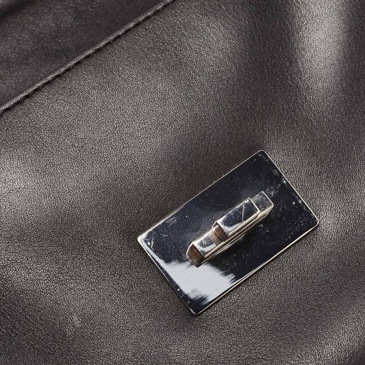 Pre Owned Michael Kors Black Leather Natalia Tile Studded Flap Clutch