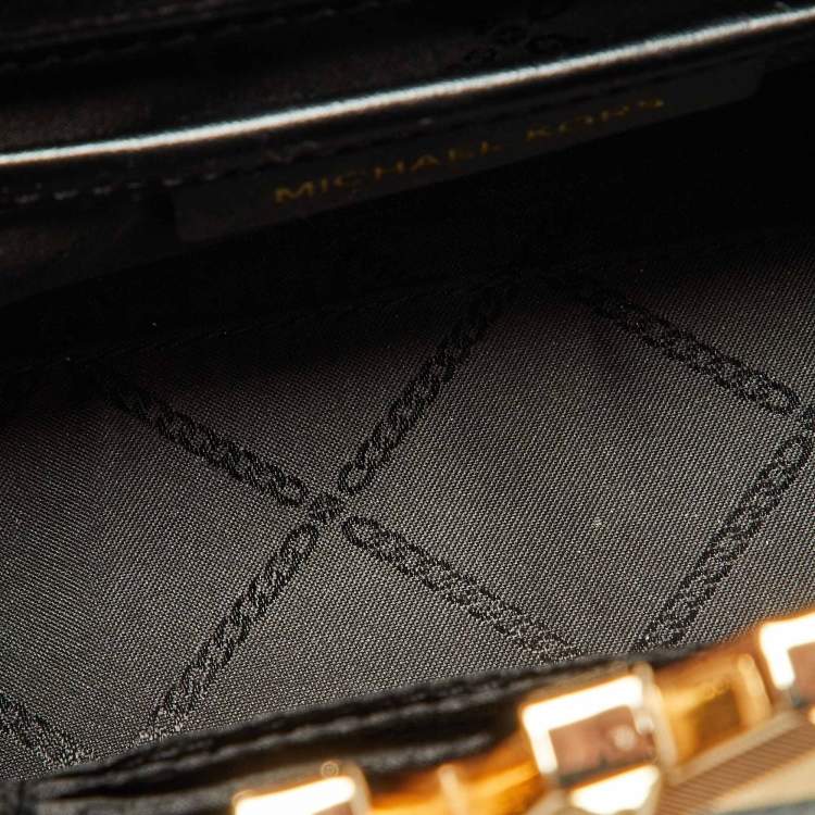 Pre Owned Michael Kors Black Leather Karlie Top Handle Bag