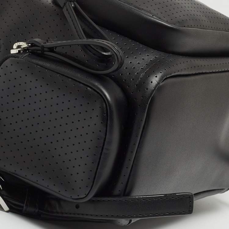 Pre Owned Michael Kors Black Perforated Leather Small Cargo Abbey Backpack