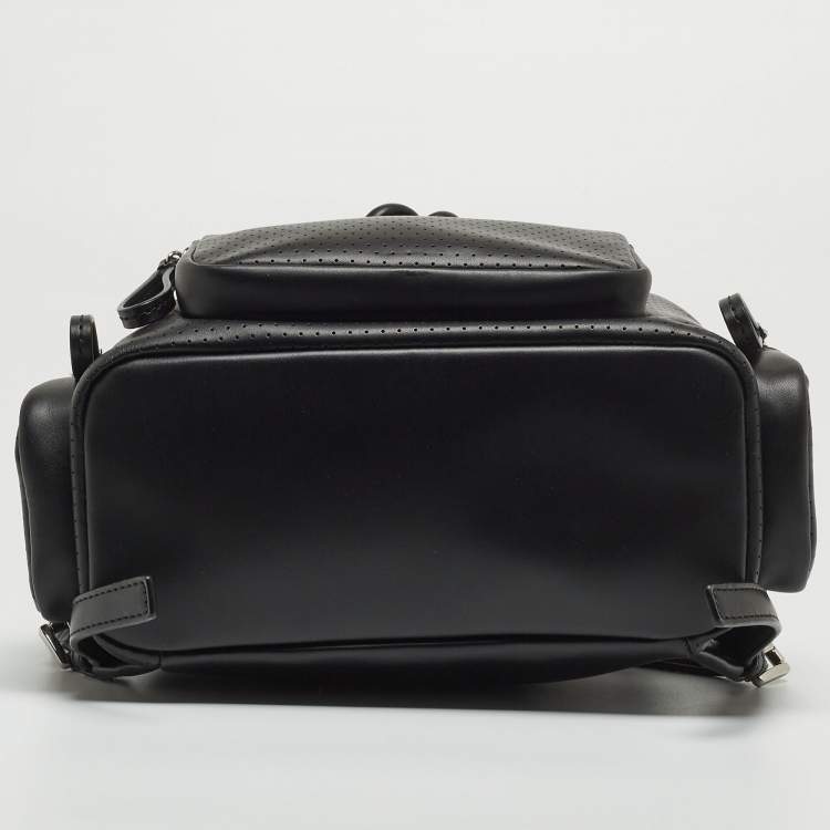 Pre Owned Michael Kors Black Perforated Leather Small Cargo Abbey Backpack