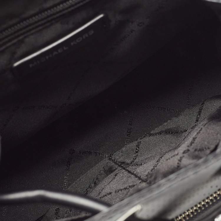 Pre Owned Michael Kors Black Perforated Leather Small Cargo Abbey Backpack