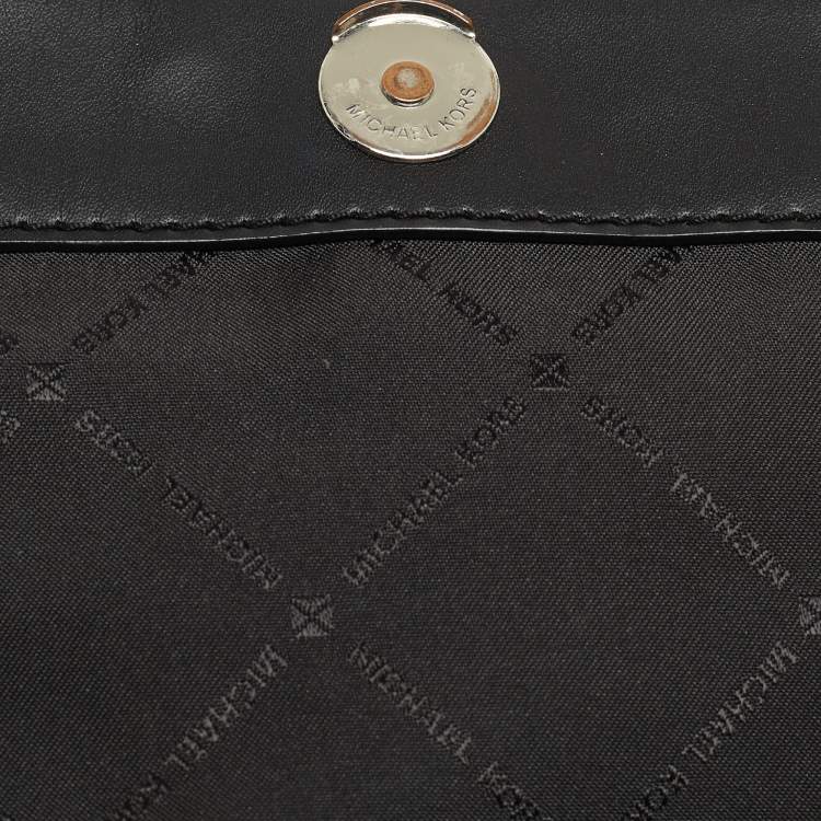 Pre Owned Michael Kors Black Perforated Leather Small Cargo Abbey Backpack