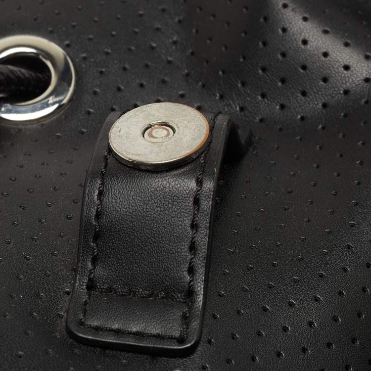 Pre Owned Michael Kors Black Perforated Leather Small Cargo Abbey Backpack