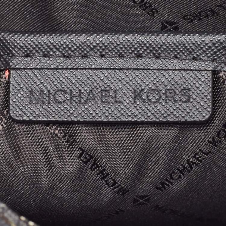 Pre Owned Michael Kors Black/Grey Signature Coated Canvas and Leather Jet Set Camera Crossbody Bag