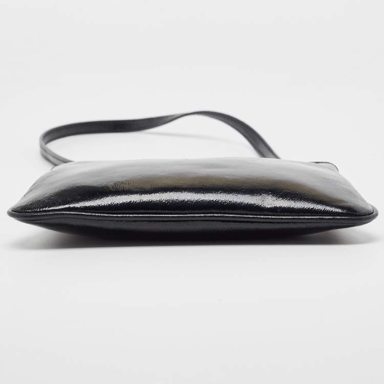 Pre Owned Michael Kors Black Patent Leather Zip Crossbody Bag