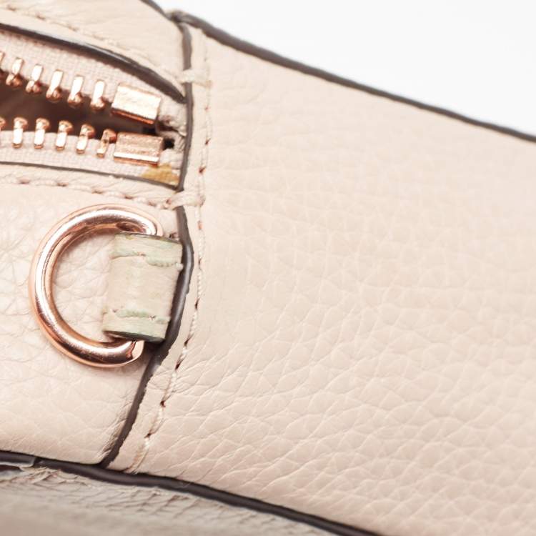 Pre Owned Michael Kors Cream/Pink Leather Mini Mott Crossbody Bag