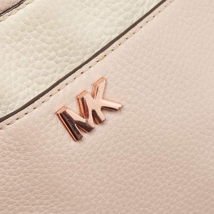 Pre Owned Michael Kors Cream/Pink Leather Mini Mott Crossbody Bag