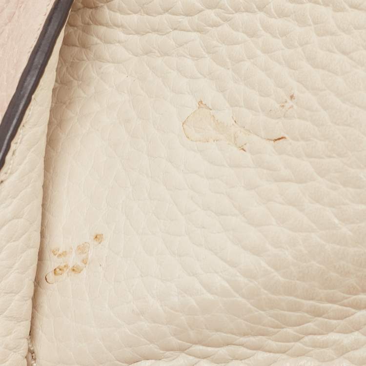 Pre Owned Michael Kors Cream/Pink Leather Mini Mott Crossbody Bag