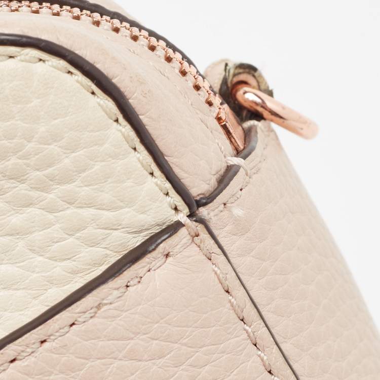 Pre Owned Michael Kors Cream/Pink Leather Mini Mott Crossbody Bag