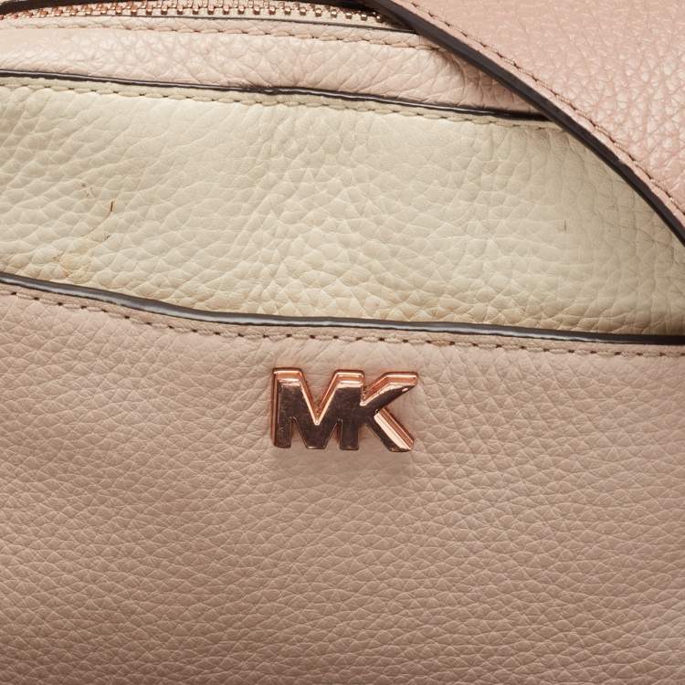 Pre Owned Michael Kors Cream/Pink Leather Mini Mott Crossbody Bag
