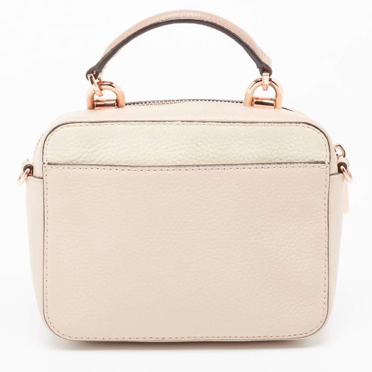 Pre Owned Michael Kors Cream/Pink Leather Mini Mott Crossbody Bag