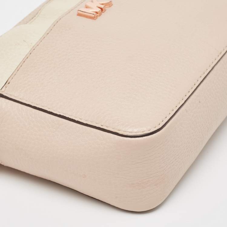Pre Owned Michael Kors Cream/Pink Leather Mini Mott Crossbody Bag