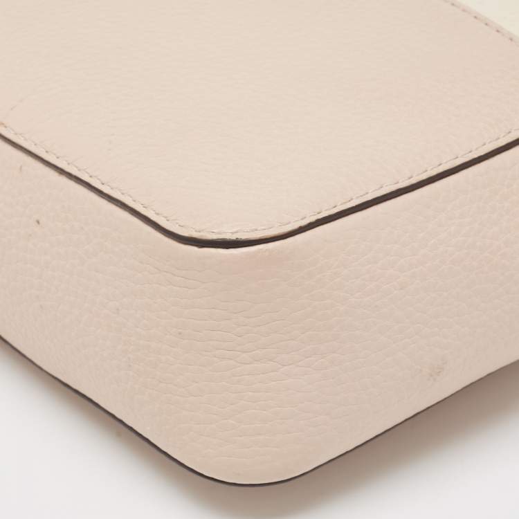 Pre Owned Michael Kors Cream/Pink Leather Mini Mott Crossbody Bag