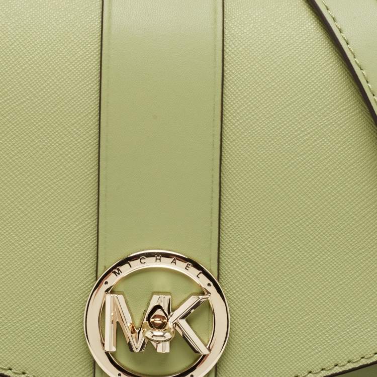 Pre Owned Michael Kors Green Saffiano Leather Greenwich Top Handle Bag