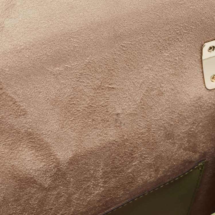 Pre Owned Michael Kors Green Saffiano Leather Greenwich Top Handle Bag