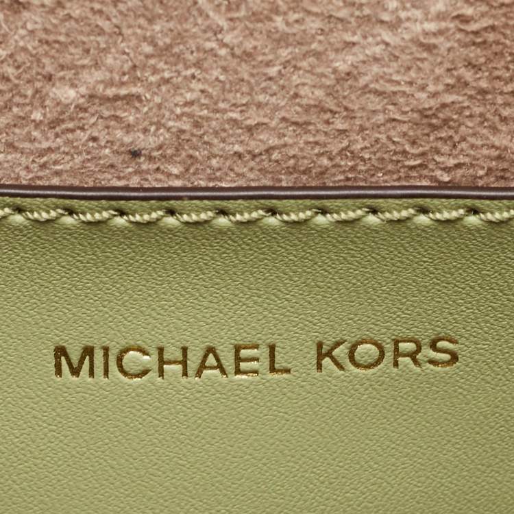 Pre Owned Michael Kors Green Saffiano Leather Greenwich Top Handle Bag