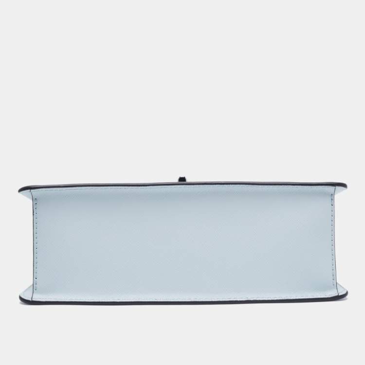 Pre Owned Michael Kors Light Blue Saffiano Leather Medium Greenwich Top Handle Bag
