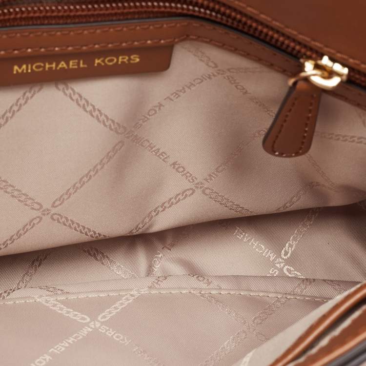 Pre Owned Michael Kors Brown Leather Medium Brooklyn Top Handle Bag