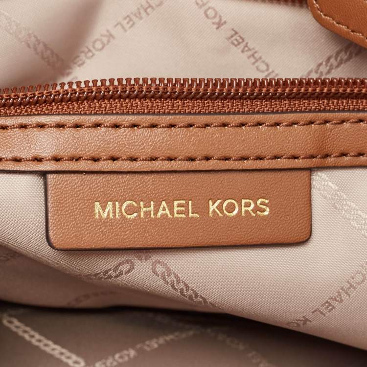 Pre Owned Michael Kors Brown Leather Medium Brooklyn Top Handle Bag