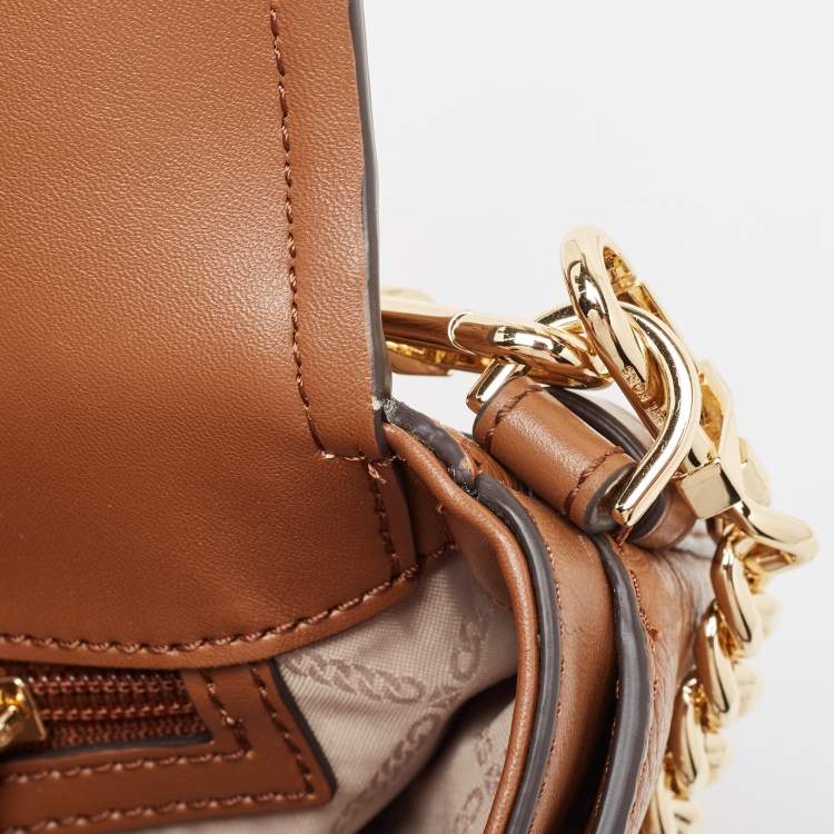 Pre Owned Michael Kors Brown Leather Medium Brooklyn Top Handle Bag