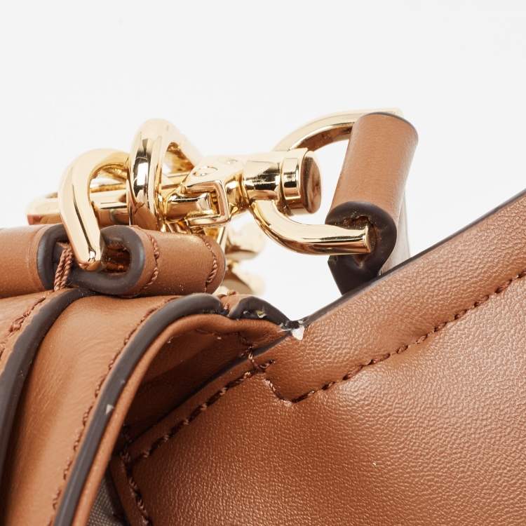 Pre Owned Michael Kors Brown Leather Medium Brooklyn Top Handle Bag