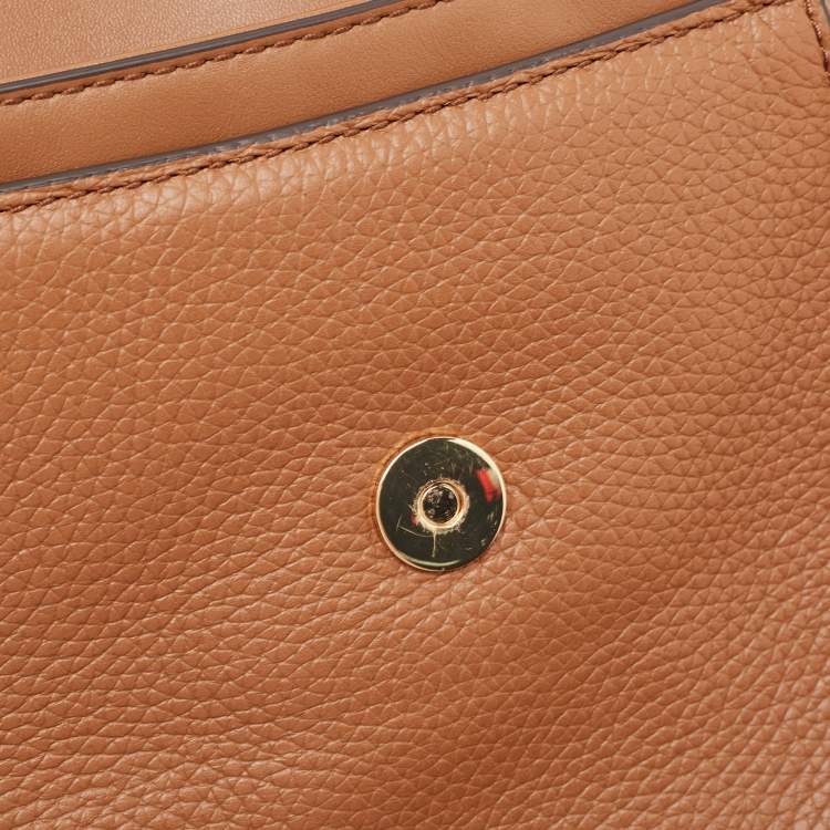 Pre Owned Michael Kors Brown Leather Medium Brooklyn Top Handle Bag
