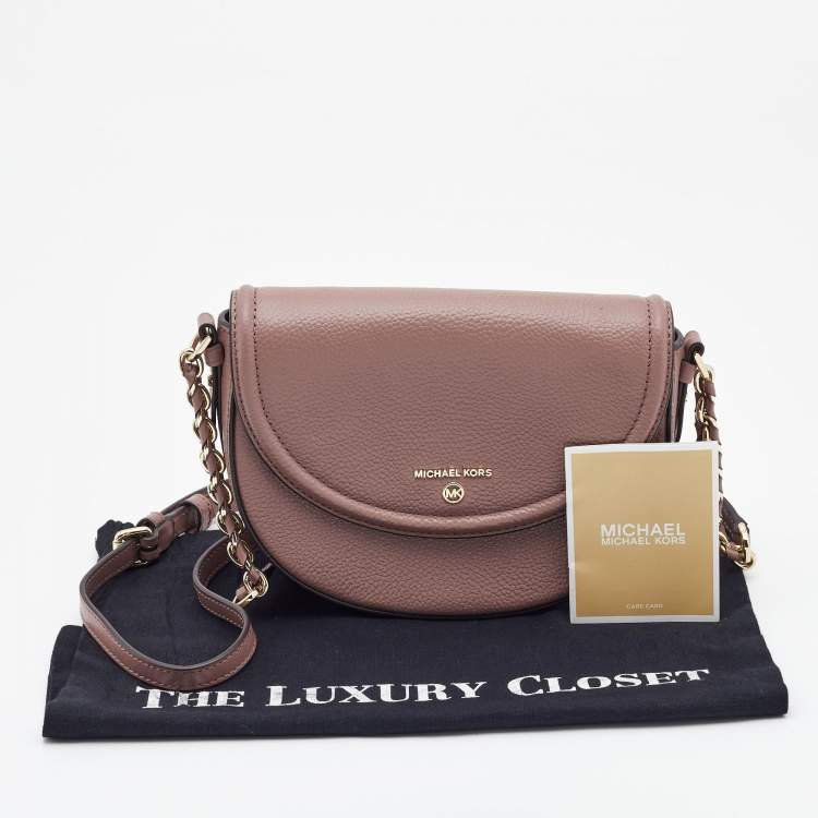 Pre Owned Michael Kors Old Rose Leather Jet Set Charm Crossbody Bag