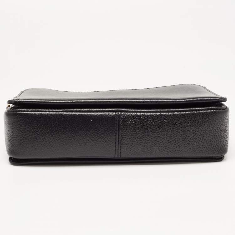 Pre Owned Michael Kors Black Leather Jet Set Zip Chain Crossbody Bag