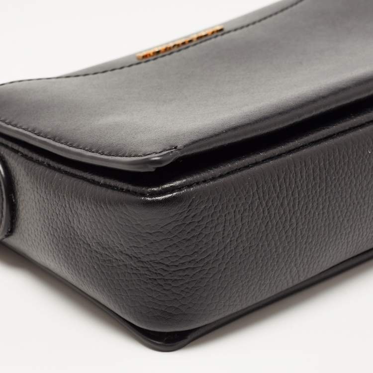 Pre Owned Michael Kors Black Leather Jet Set Zip Chain Crossbody Bag