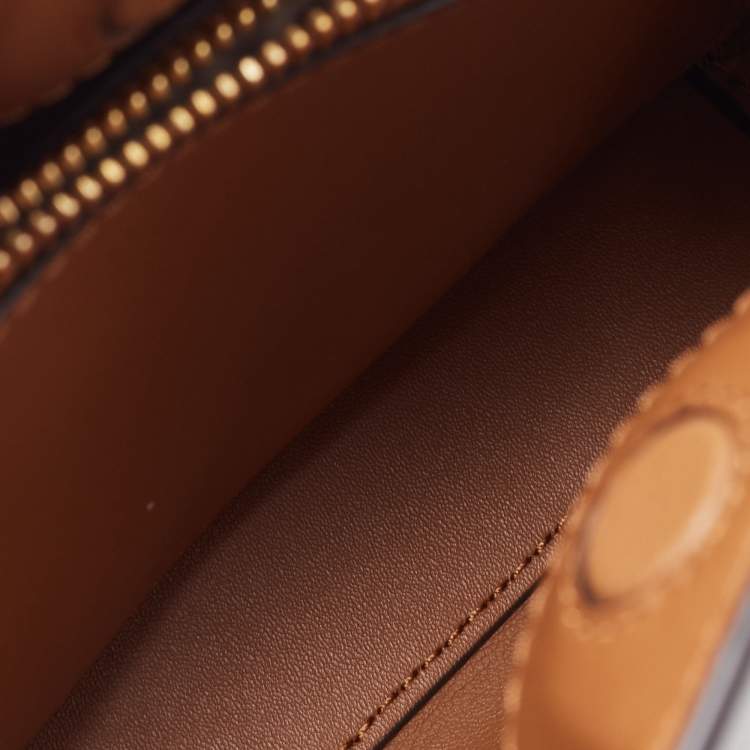 Pre Owned Michael Kors Brown/White Signature Coated Canvas and Leather Extra Small Chantal Tote  