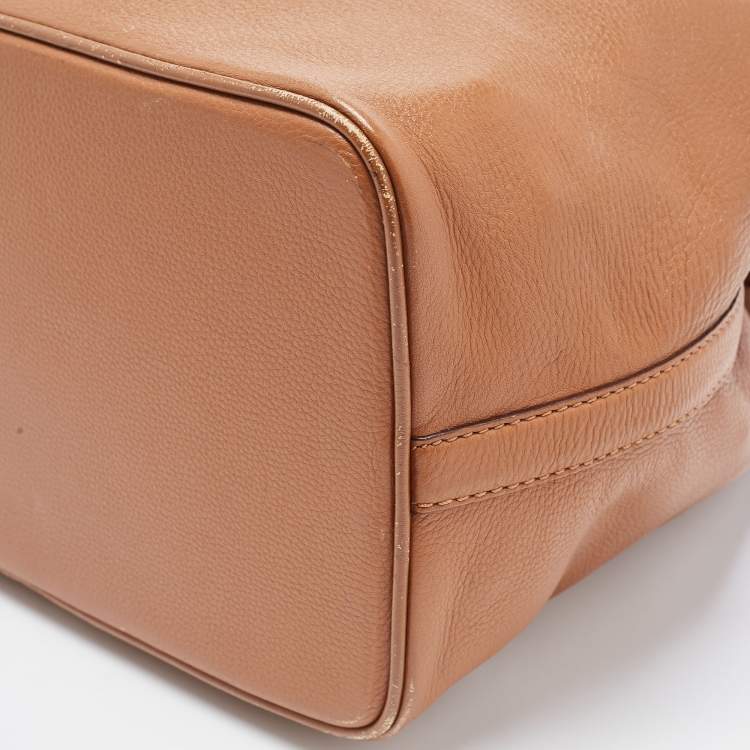 Pre Owned Michael Kors Brown Leather Bucket Tote