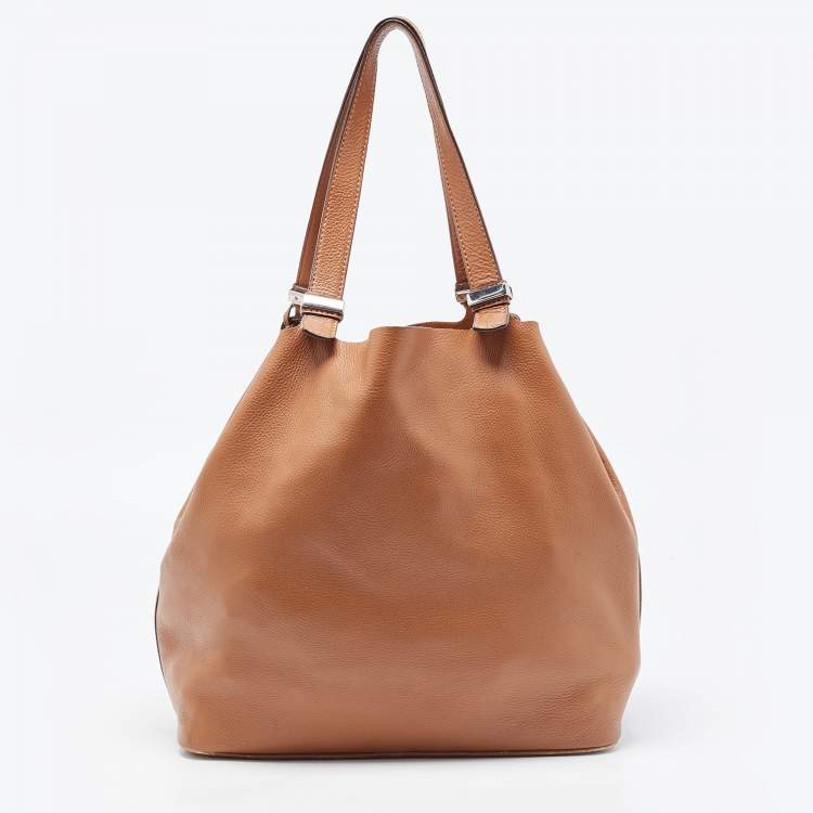 Pre Owned Michael Kors Brown Leather Bucket Tote