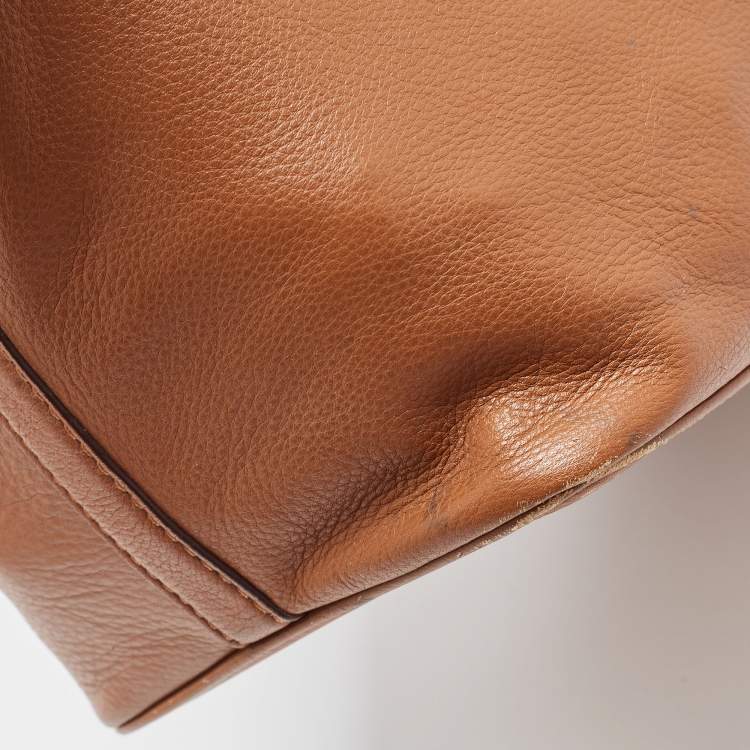 Pre Owned Michael Kors Brown Leather Bucket Tote