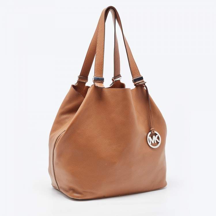 Pre Owned Michael Kors Brown Leather Bucket Tote
