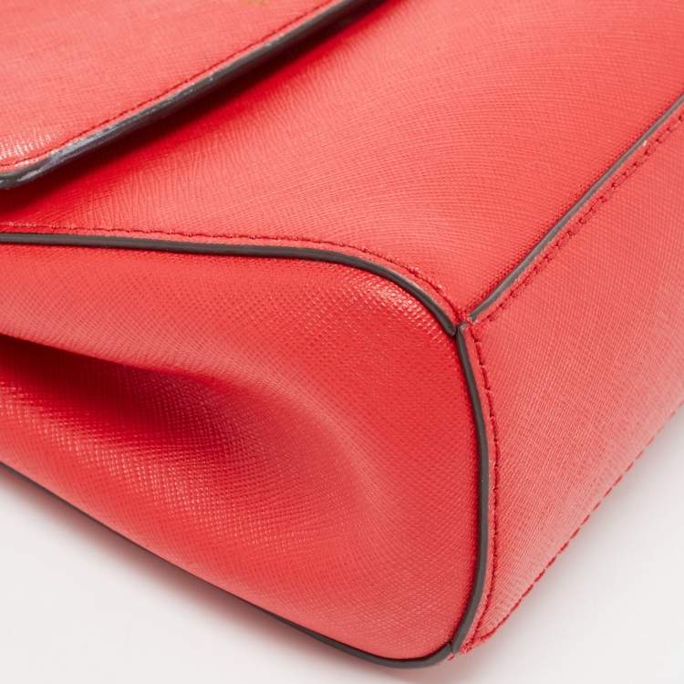 Pre Owned Michael Kors Red Leather Ava Top Handle Bag