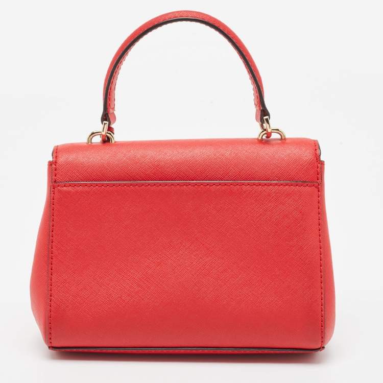 Pre Owned Michael Kors Red Leather Ava Top Handle Bag