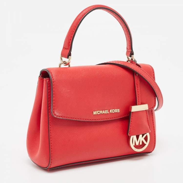 Pre Owned Michael Kors Red Leather Ava Top Handle Bag