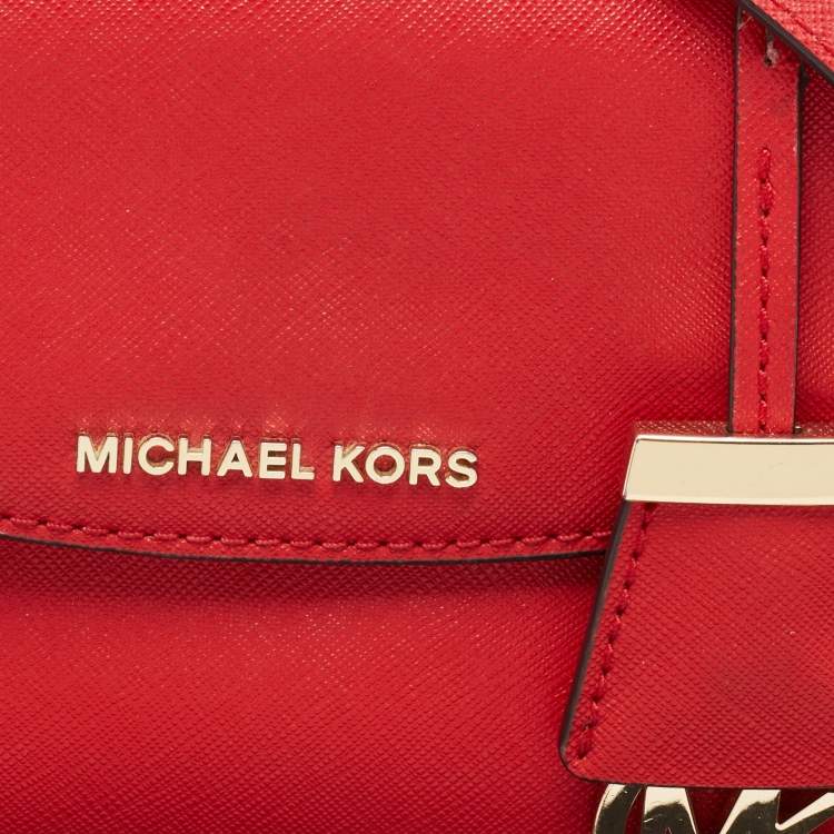 Pre Owned Michael Kors Red Leather Ava Top Handle Bag
