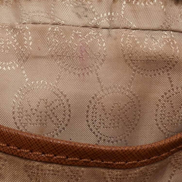 Pre Owned Michael Kors Brown Saffiano Leather Jet Set Camera Crossbody Bag